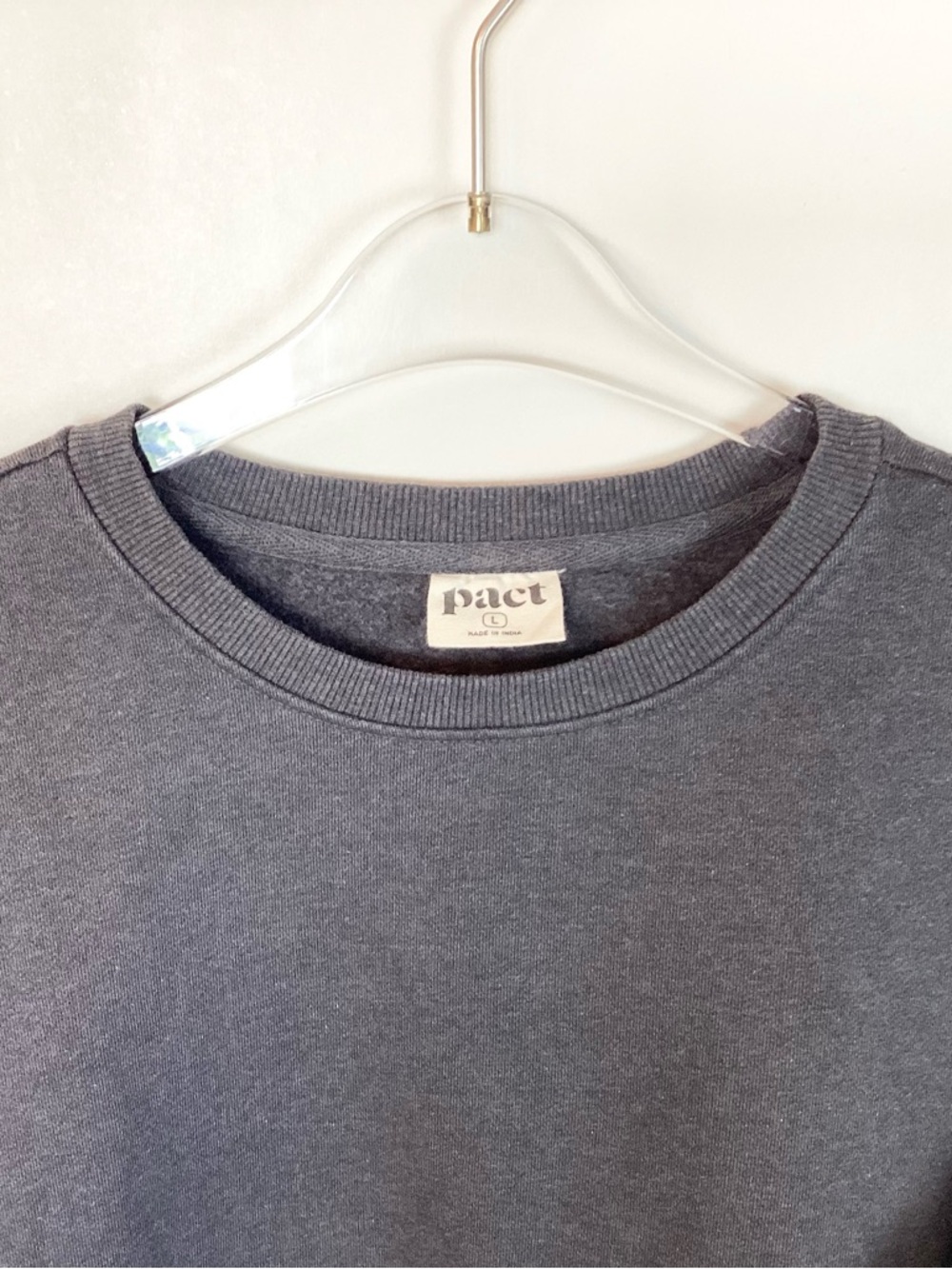 NWOT Pact Organic Crewneck Pullover Sweatshirt - Gray - L - Picture 2 of 8